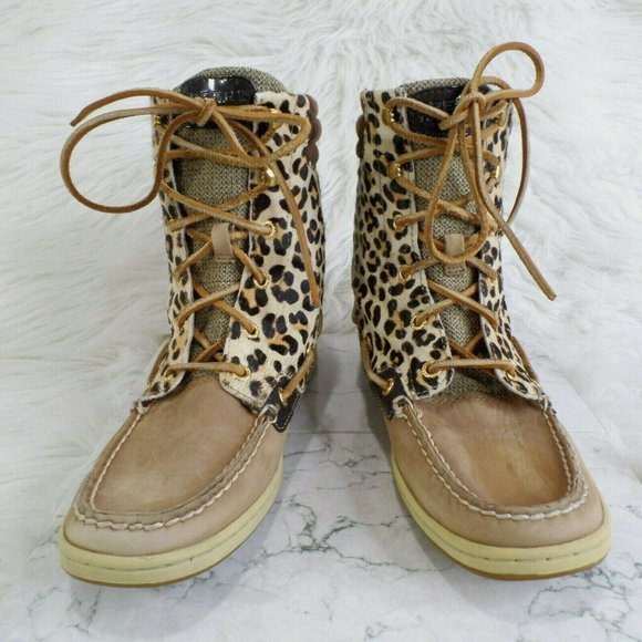 Sperry Hikerfish Brown Leopard High Ankle Boots - Picture 3 of 8